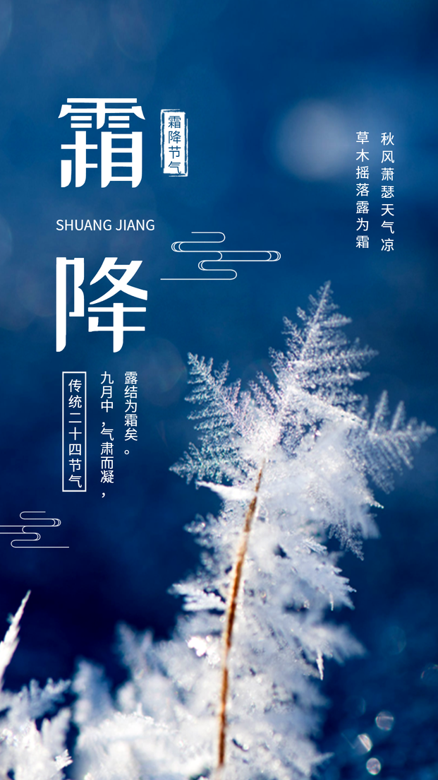 创意时尚二十四节气之霜降手机海报