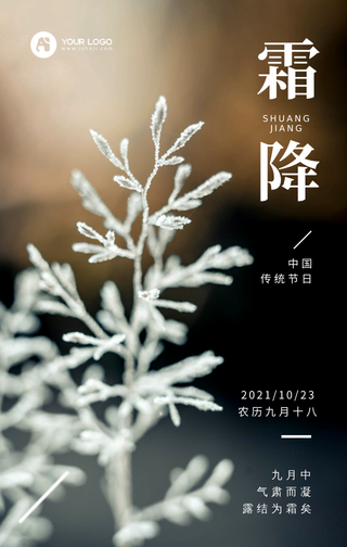 创意时尚二十四节气之霜降手机海报