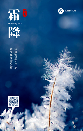 创意时尚二十四节气之霜降手机海报