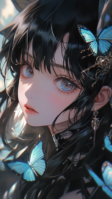 蝴蝶暗黑少女壁纸