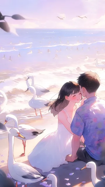 情侣插画手机壁纸