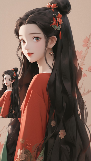 古风3D仿真汉服女孩手机壁纸