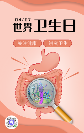 简约卡通世界卫生日手机海报