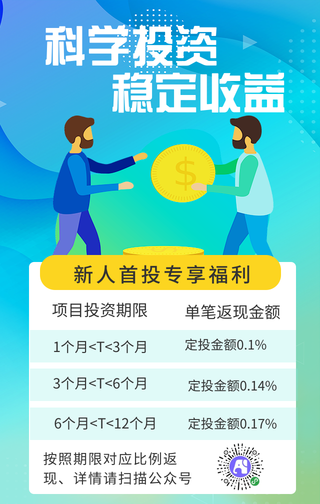 蓝色扁平投资理财手机海报