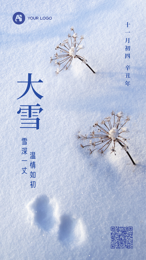 文艺清新大雪传统节气手机海报