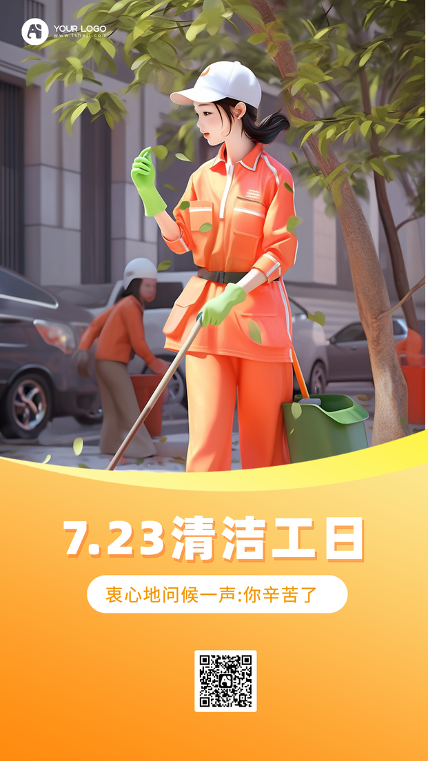 清洁工日手机海报