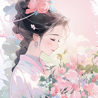头像浪漫女孩插画