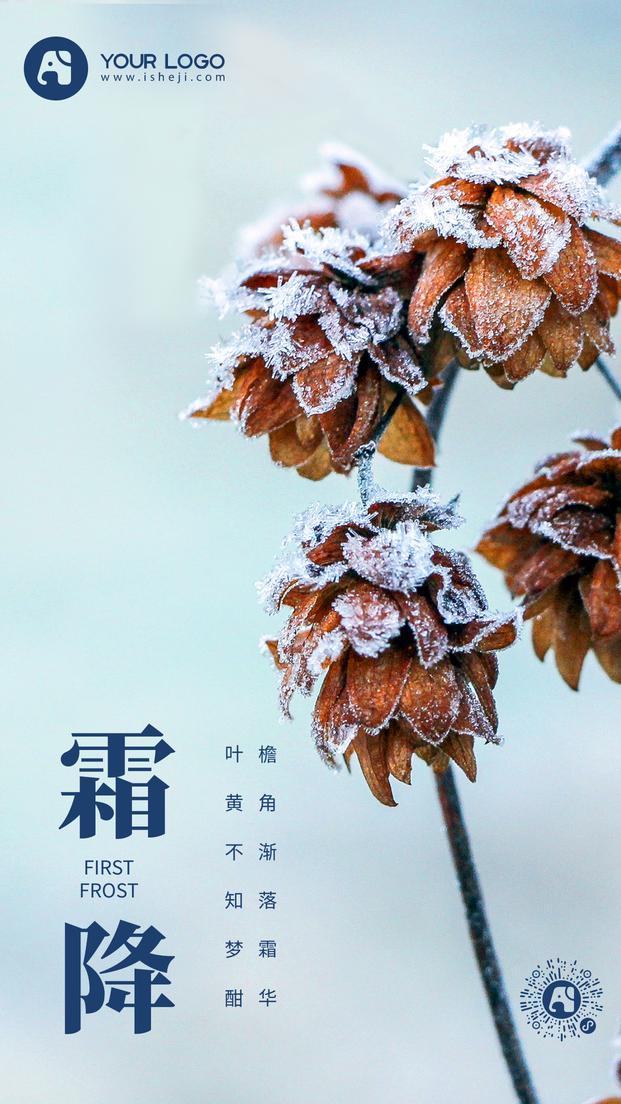 霜降节气手机海报