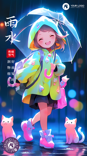 雨水手机海报