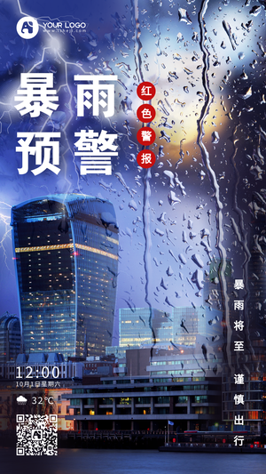 暴雨预警手机海报