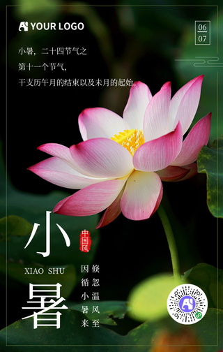 中国风小暑节气宣传手机海报
