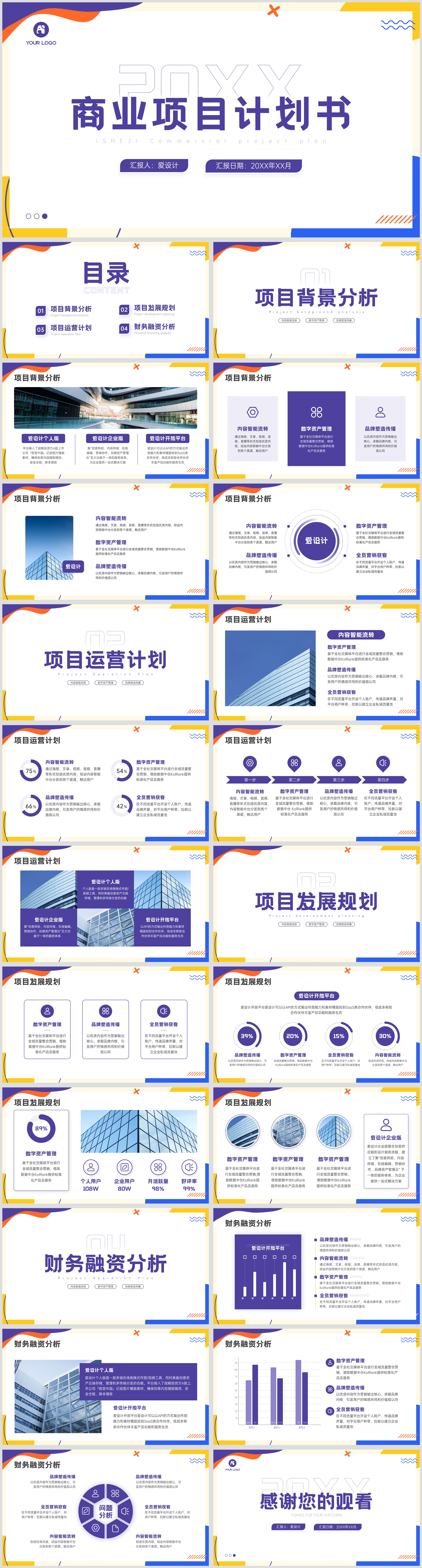 简约活力商业项目计划书PPT模板