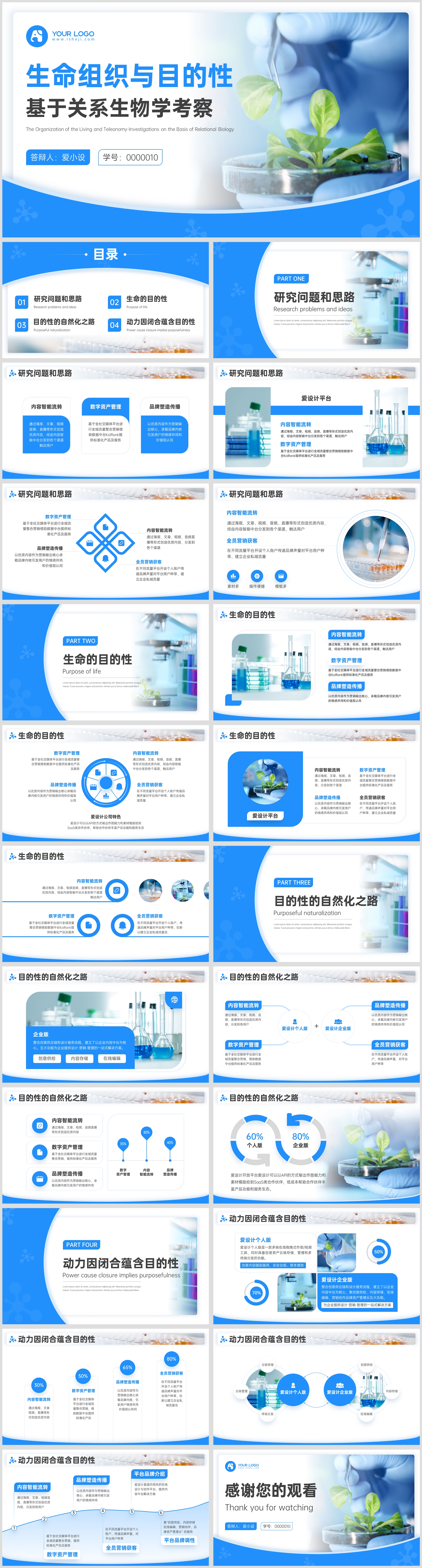 生物学简约大气毕业答辩PPT模板