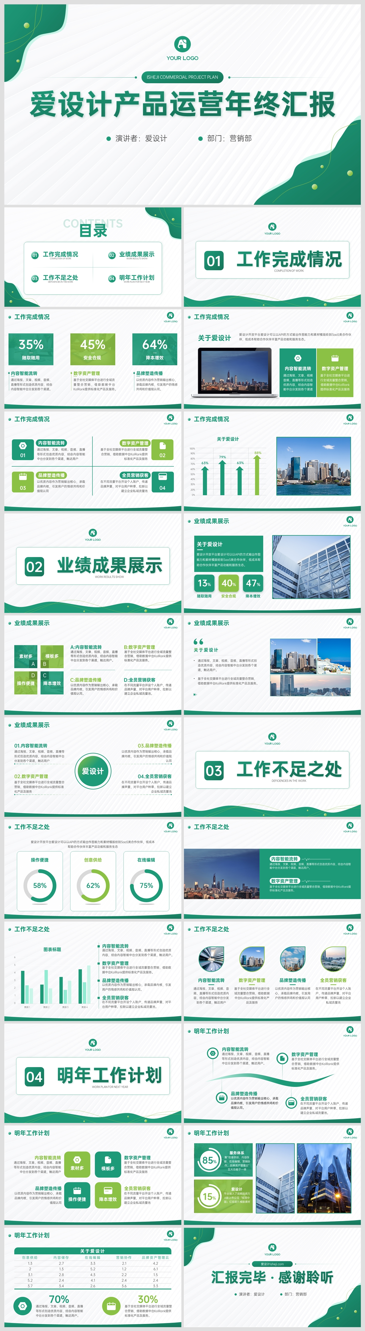 时尚简约风年终汇报PPT模板
