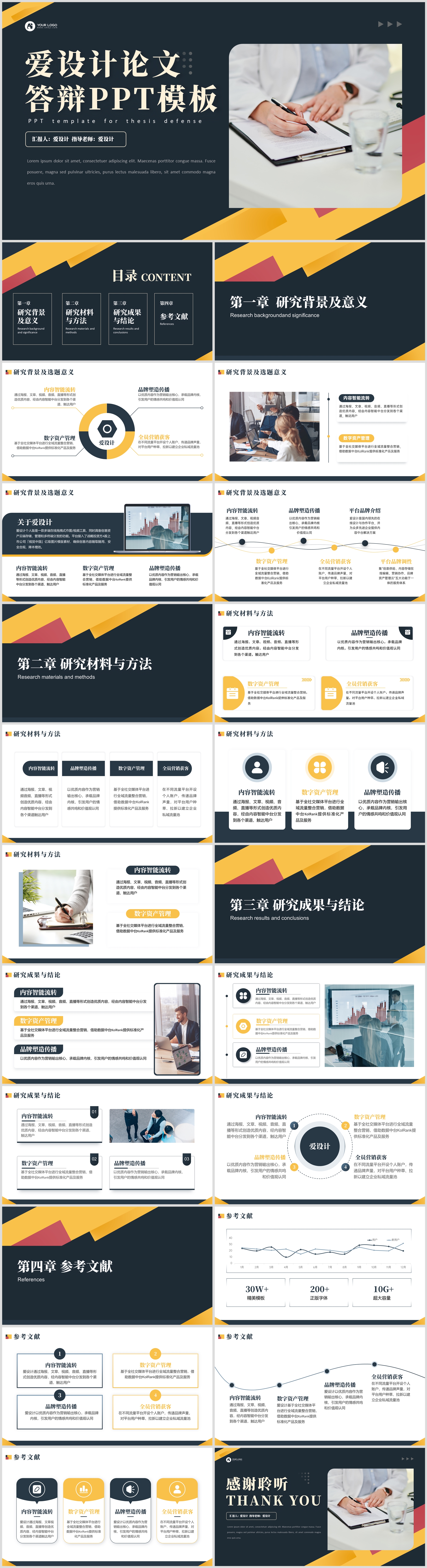 黄灰学术扁平风毕业答辩PPT模板