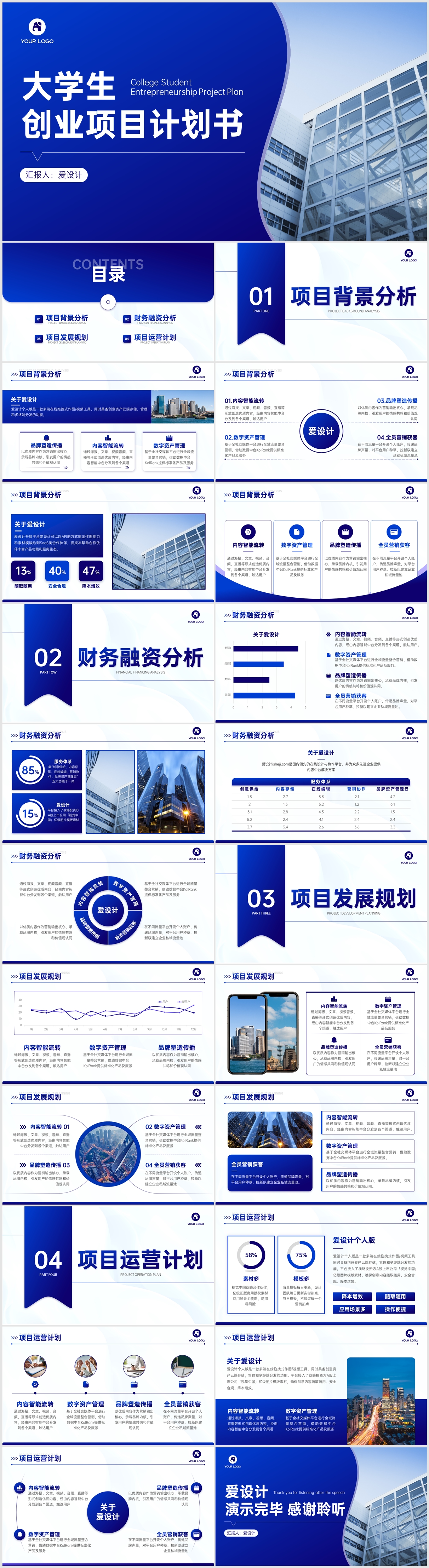 简约商务风科技创业项目计划书PPT模板