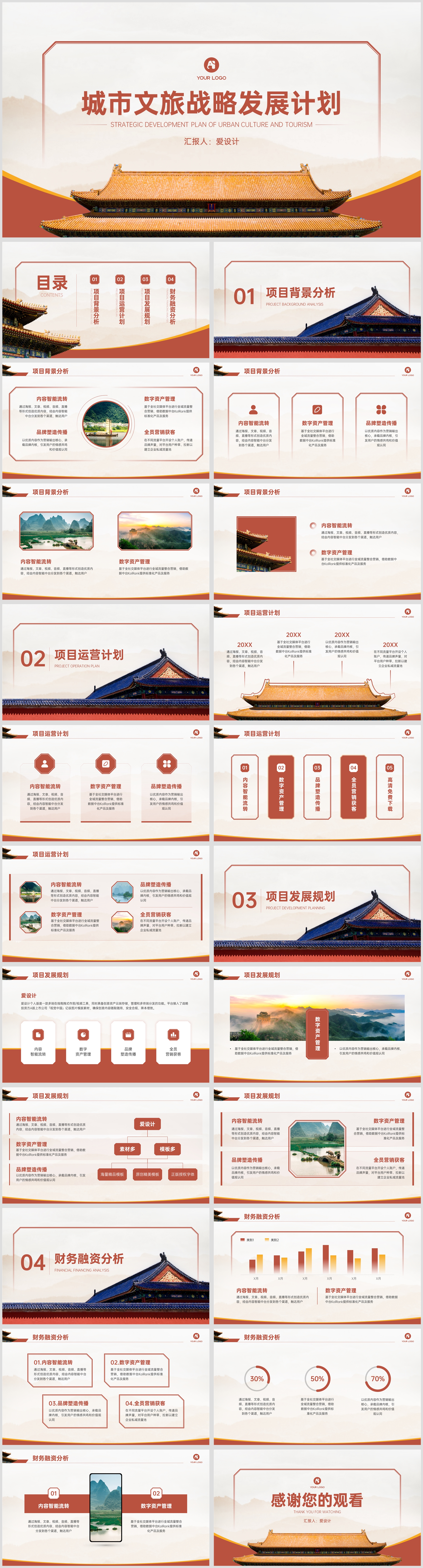 红色中国风城市文旅战略发展计划PPT模板