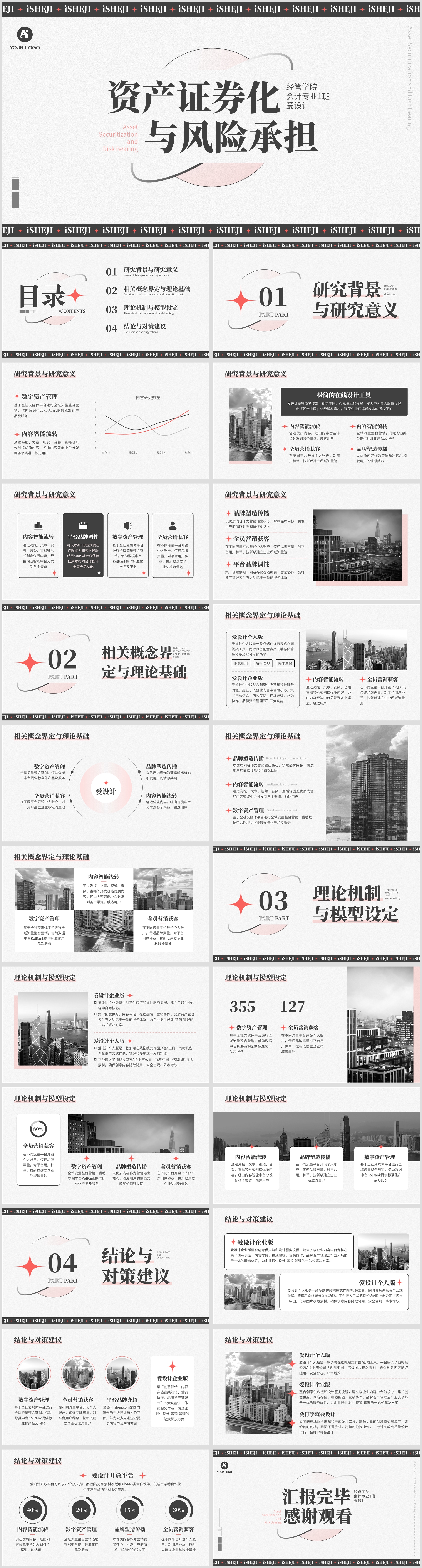 资产证券化与风险承担潮流时尚PPT模板