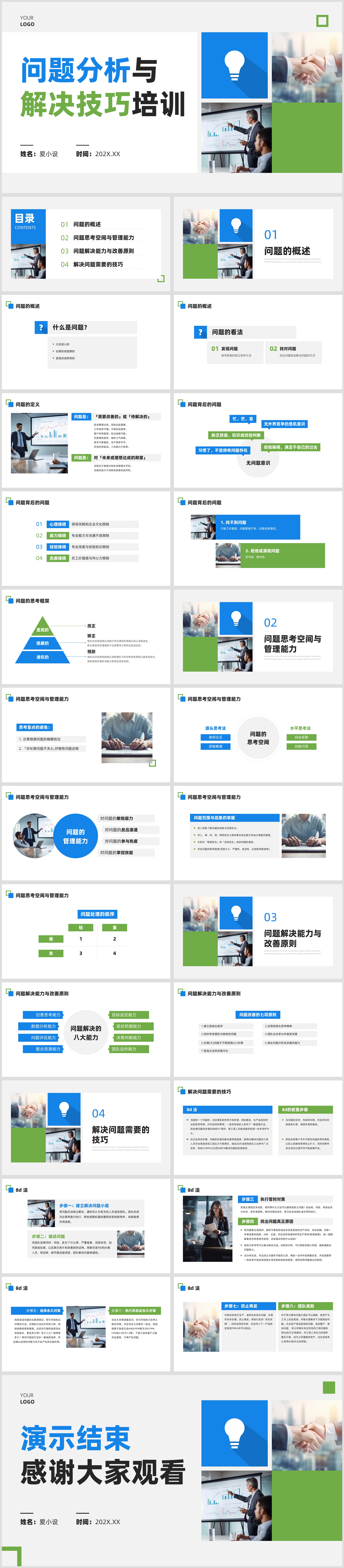 问题分析与解决技巧培训简约商务风PPT模板