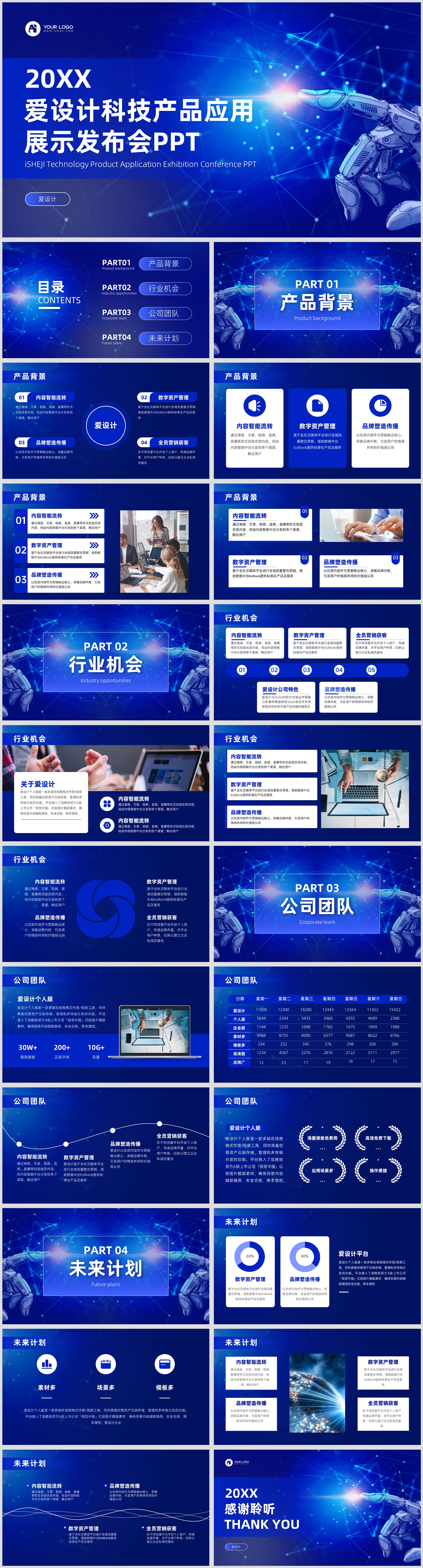 科技产品展示发布会蓝色科技风PPT模板