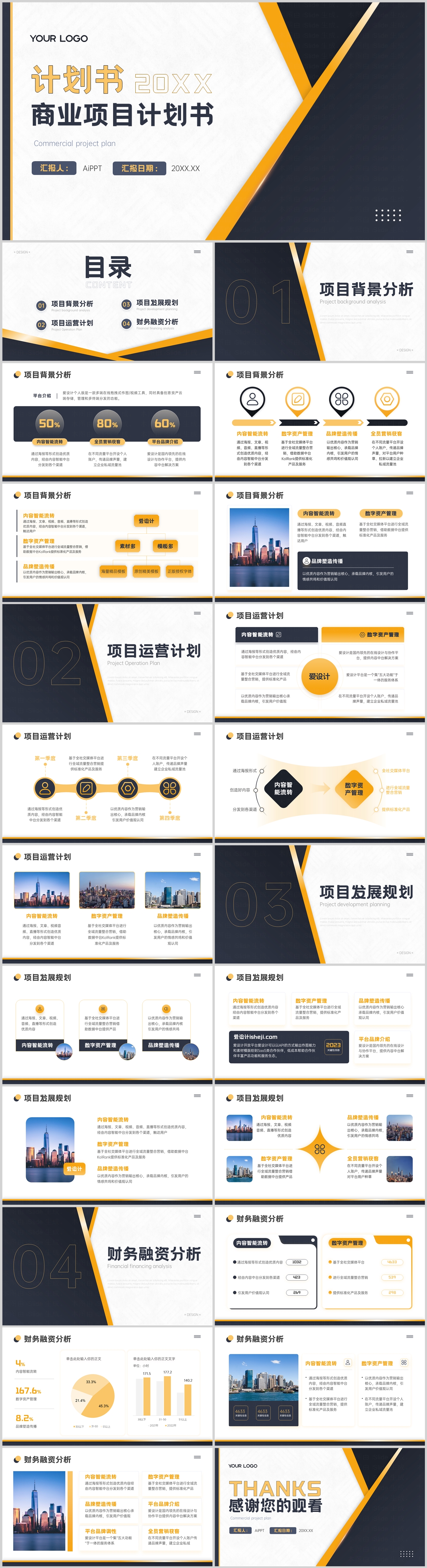 简约商务风商业计划书PPT模板